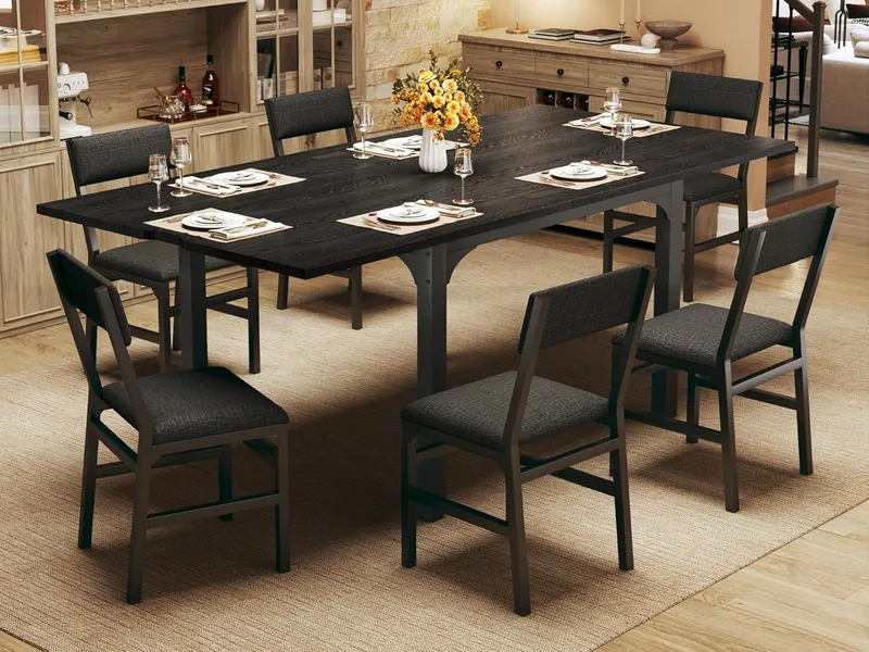 HUAHUU 7-Piece Dining Table Set for 4-6
