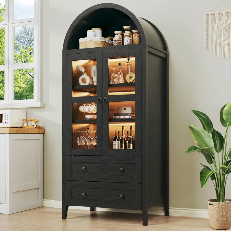 HUAHUU 71 Inch Tall Arched Kitchen Pantry